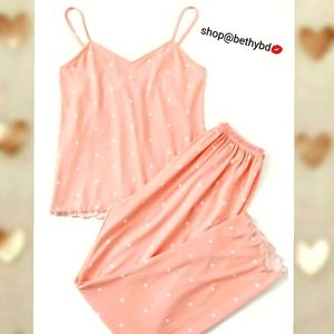 5 🌟fave Cami Pjs Lettuce trim Baby Pink